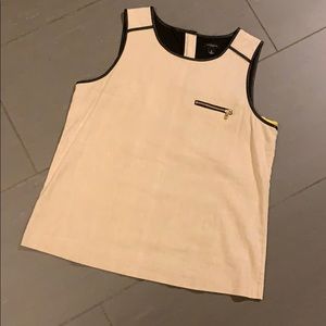 Ann Taylor Linen Leather Trim Tank